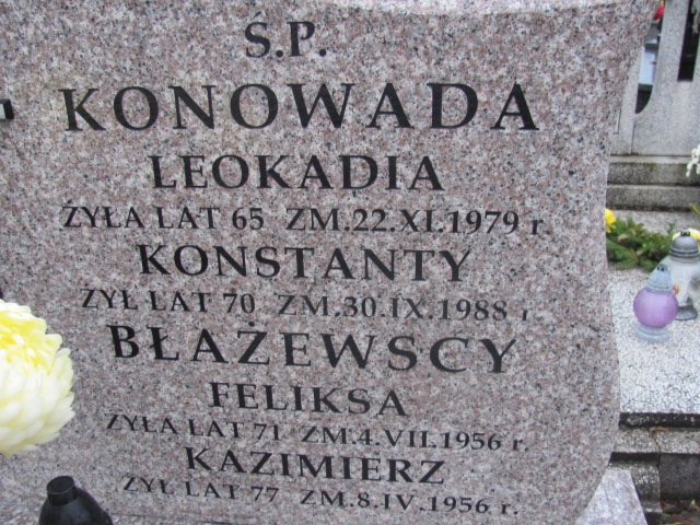 Leokadia Konowada Sierpc - Grobonet - Wyszukiwarka osób pochowanych