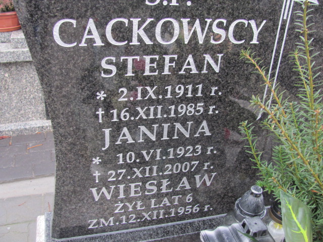 Janina Cackowska 1923 Sierpc - Grobonet - Wyszukiwarka osób pochowanych