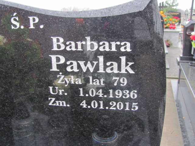 Barbara Pawlak 1936 Sierpc - Grobonet - Wyszukiwarka osób pochowanych