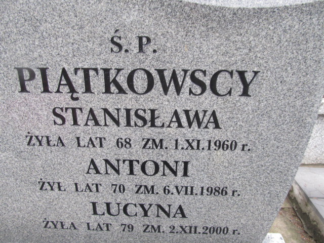 Lucyna Piątkowska Sierpc - Grobonet - Wyszukiwarka osób pochowanych