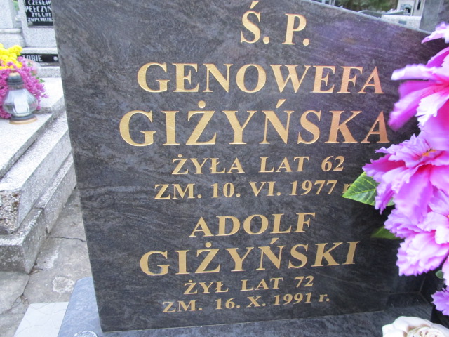 Genowefa Giżyńska  Sierpc - Grobonet - Wyszukiwarka osób pochowanych